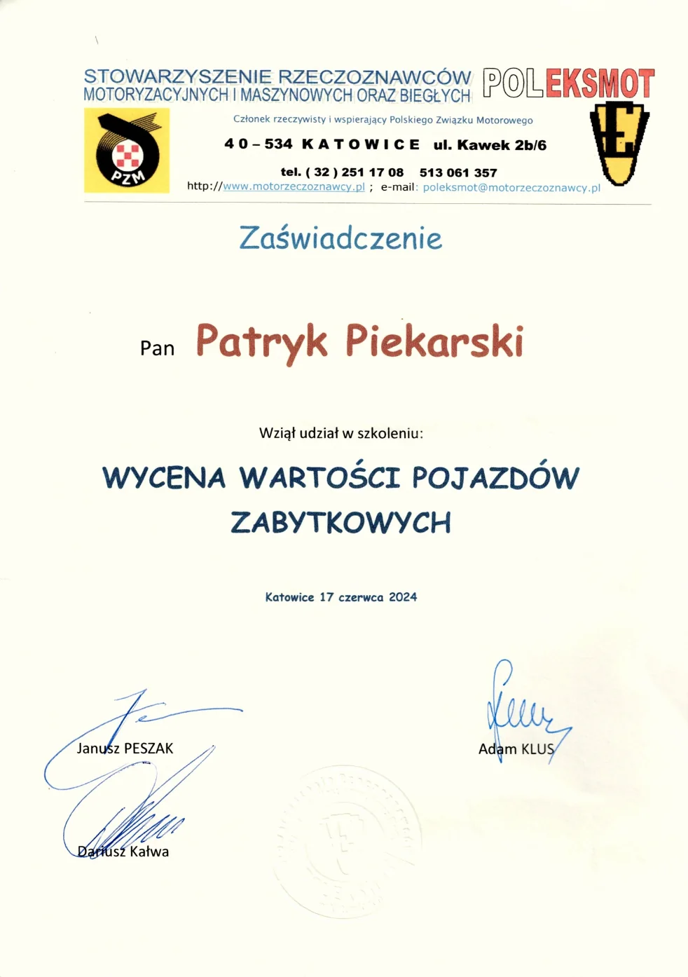 Certyfikat wyceny pojazdów zabytkowych
